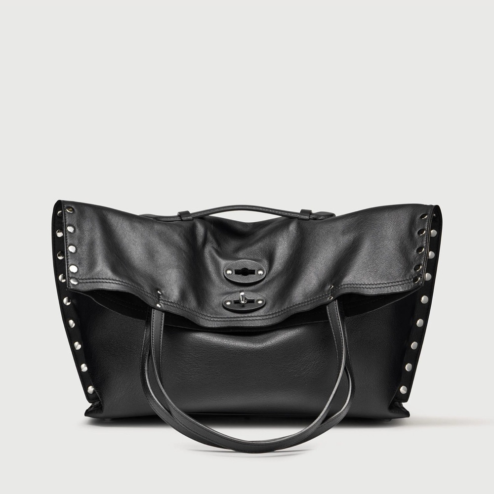 BORSA A' SPASSO® MEDIUM IN SMOOTH BLACK LAVAGNA LEATHER